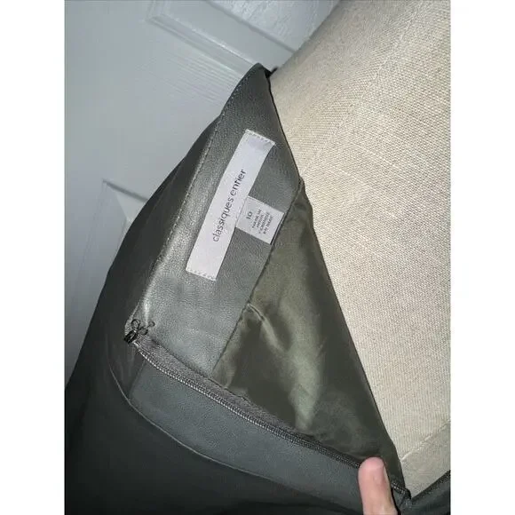 CLASSIQUES ENTIER Women’s Gray Green Faux Wrap Leather Skirt Size 10 26” Length‎ - Picture 8 of 8